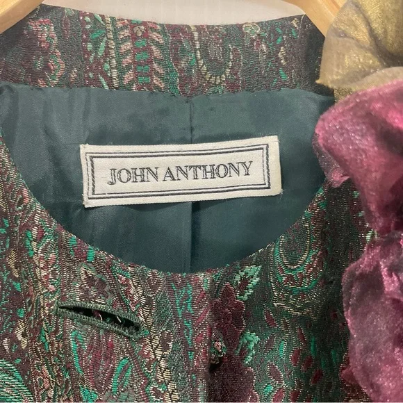 John Anthony Couture Green Paisley Evening Jacket - Picture 10 of 11
